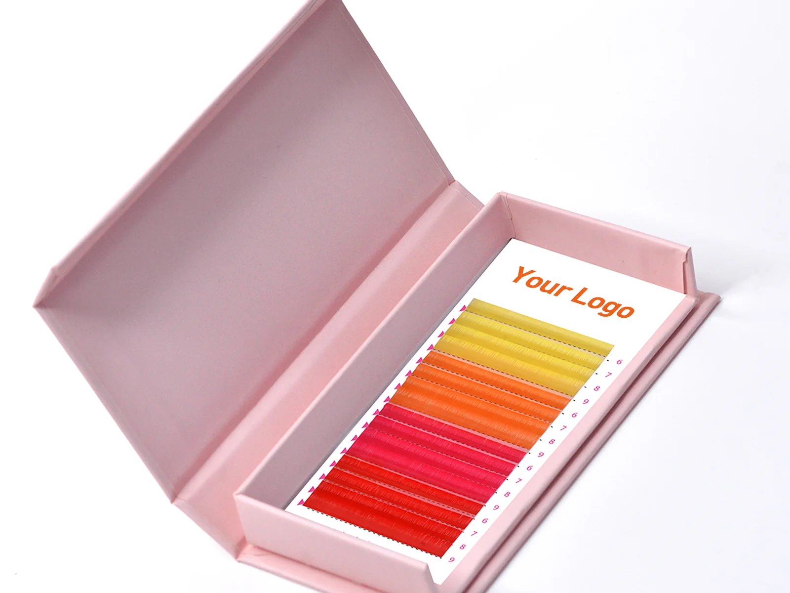 Fileiras coloridas em caixa magnética de marca própria